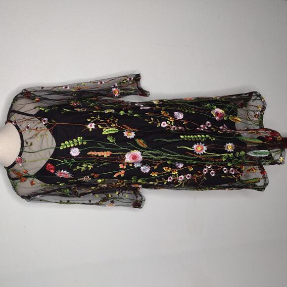 Preloved YOINS Women's Black Floral/Sheer Two Piece Dress Size Large - Picture 1 of 9